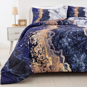 Blue Marble Comforter Set, King Size, Retro Watercolor 3-Piece Bedding Ensemble V745-MAB010362AJ3