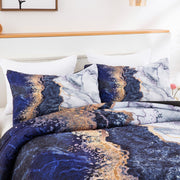 Blue Marble Comforter Set, King Size, Retro Watercolor 3-Piece Bedding Ensemble V745-MAB010362AJ3