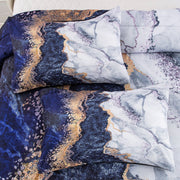 Blue Marble Comforter Set, King Size, Retro Watercolor 3-Piece Bedding Ensemble V745-MAB010362AJ3