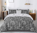 Floral Comforter Set, King Size, Black White Floral Pattern Reversible Bedding V745-MAB010384AJ3