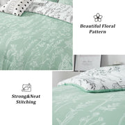 Floral Comforter Set, King Size, Green White Floral Pattern Reversible Bedding V745-MAB010385AJ3