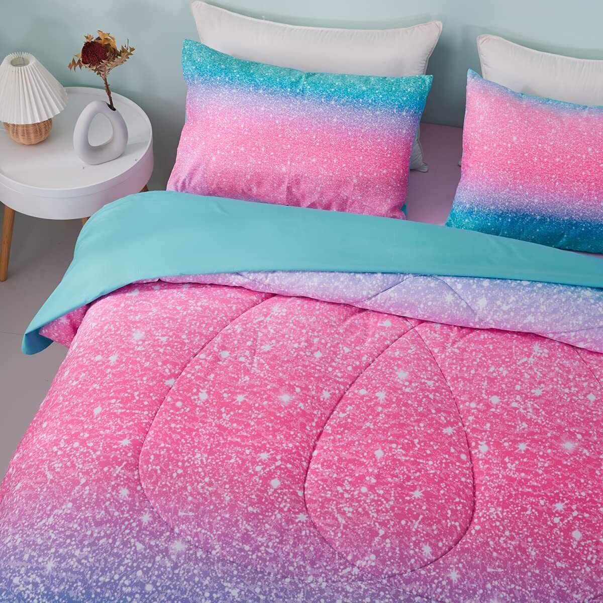 Marble Gradient Comforter Set, King Size, Quilted Bedding with Pillowcases V745-MAB010482AJ3