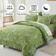 Vintage Delicate green bloom 3 Pc Comforter & Pillow Cover Set V745-MAB010487AJ3