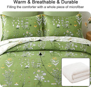 Vintage Delicate green bloom 3 Pc Comforter & Pillow Cover Set V745-MAB010487AJ3
