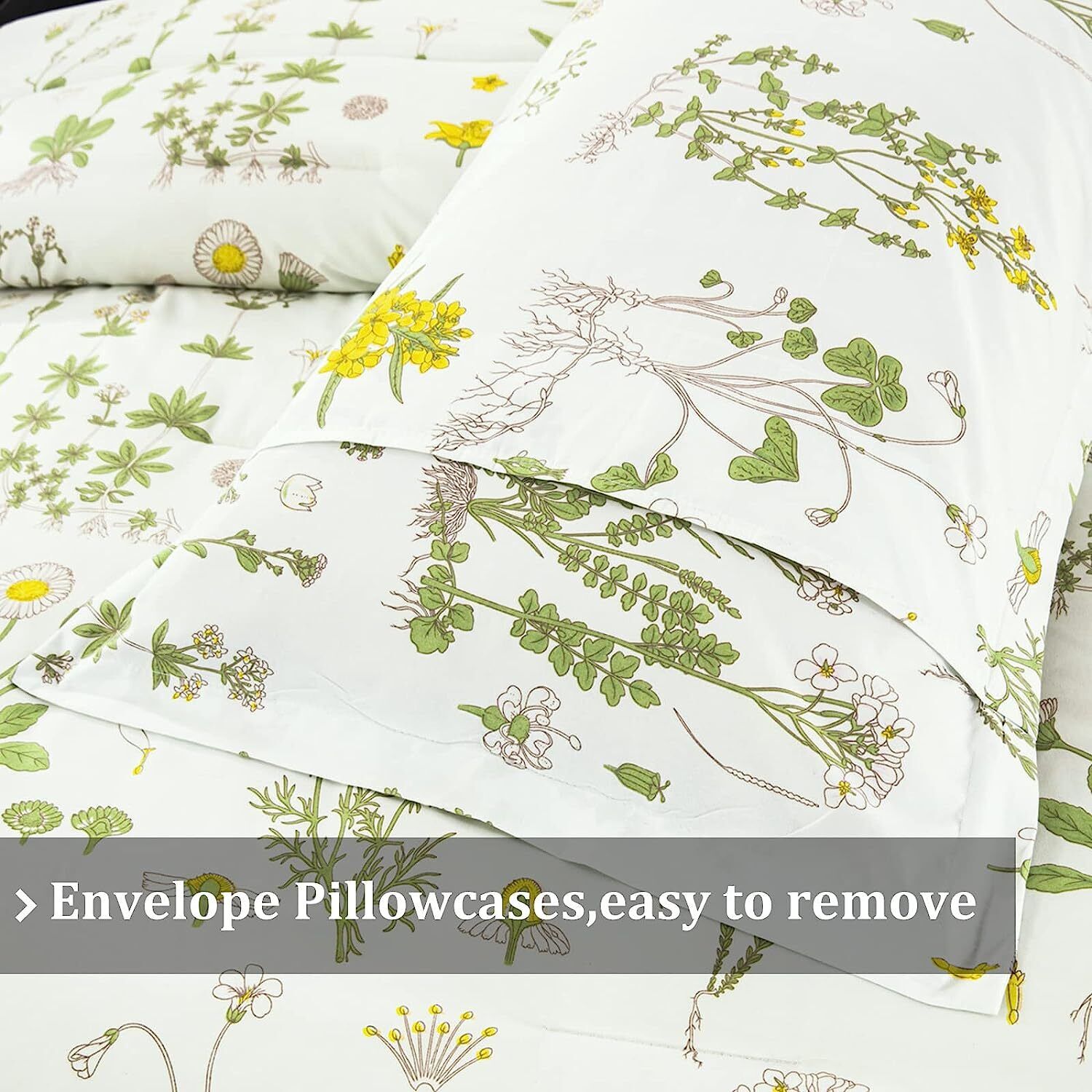 Vintage Delicate green bloom 3 Pc Comforter & Pillow Cover Set V745-MAB010487AJ3