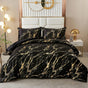Black Gold Metallic Marble Comforter Set, Queen Size, Foil Print Glitter 3-Piece Bedding V745-MAB010509AG3