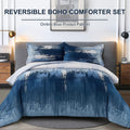 Ombre Blue Comforter Set, King Size, Gradient Blue Grey 3-Piece Boho Bedding V745-MAB010549AJ3