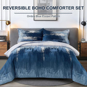 Ombre Blue Comforter Set, King Size, Gradient Blue Grey 3-Piece Boho Bedding V745-MAB010549AJ3