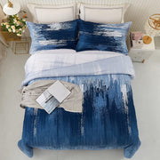 Ombre Blue Comforter Set, King Size, Gradient Blue Grey 3-Piece Boho Bedding V745-MAB010549AJ3