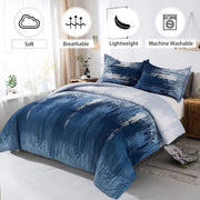 Ombre Blue Comforter Set, King Size, Gradient Blue Grey 3-Piece Boho Bedding V745-MAB010549AJ3