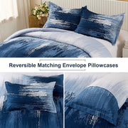 Ombre Blue Comforter Set, King Size, Gradient Blue Grey 3-Piece Boho Bedding V745-MAB010549AJ3