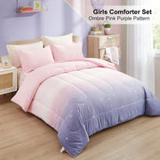 Girls Comforter Set, King Size, Ombre Pink Purple Rainbow 3-Piece Bedding Collection V745-MAB010656AJ3