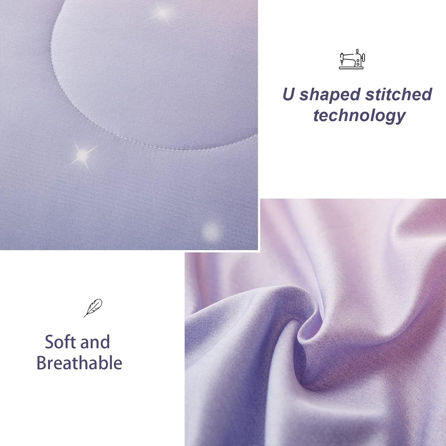 Girls Comforter Set, King Size, Ombre Pink Purple Rainbow 3-Piece Bedding Collection V745-MAB010656AJ3