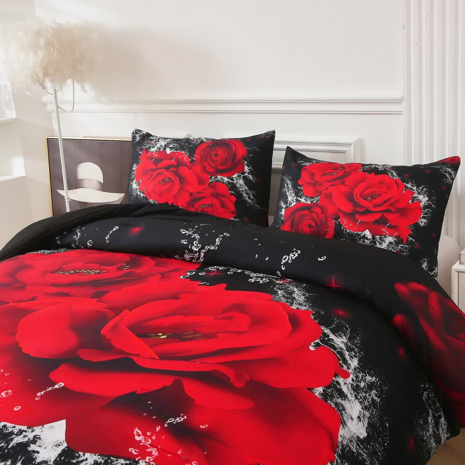 Chill Haven Red Rose 3-Piece Comforter Bundle - Relax & Recharge Style V745-MAB010691AJ3