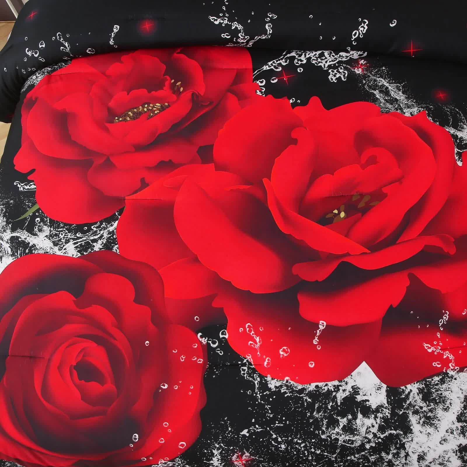 Chill Haven Red Rose 3-Piece Comforter Bundle - Relax & Recharge Style V745-MAB010691AJ3