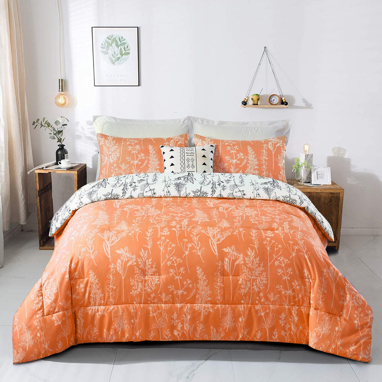 Charming Autumn Warm oranage 3 Pc Comforter & Pillow Cover Set V745-MAB010697AJ3