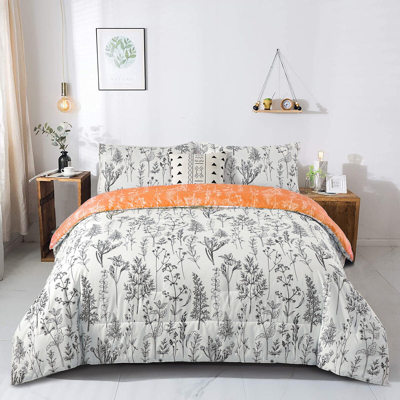 Charming Autumn Warm oranage 3 Pc Comforter & Pillow Cover Set V745-MAB010697AJ3