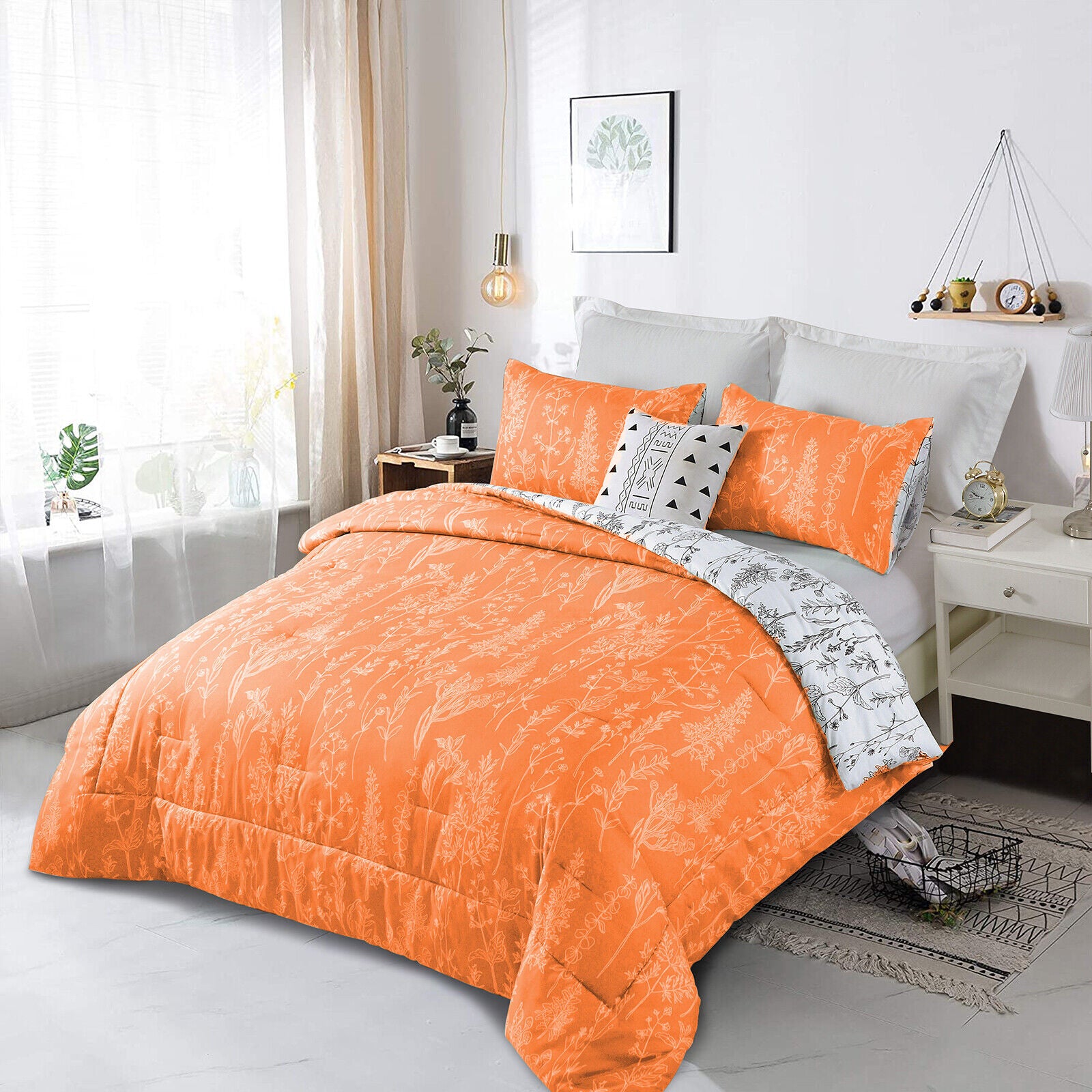 Charming Autumn Warm oranage 3 Pc Comforter & Pillow Cover Set V745-MAB010697AJ3