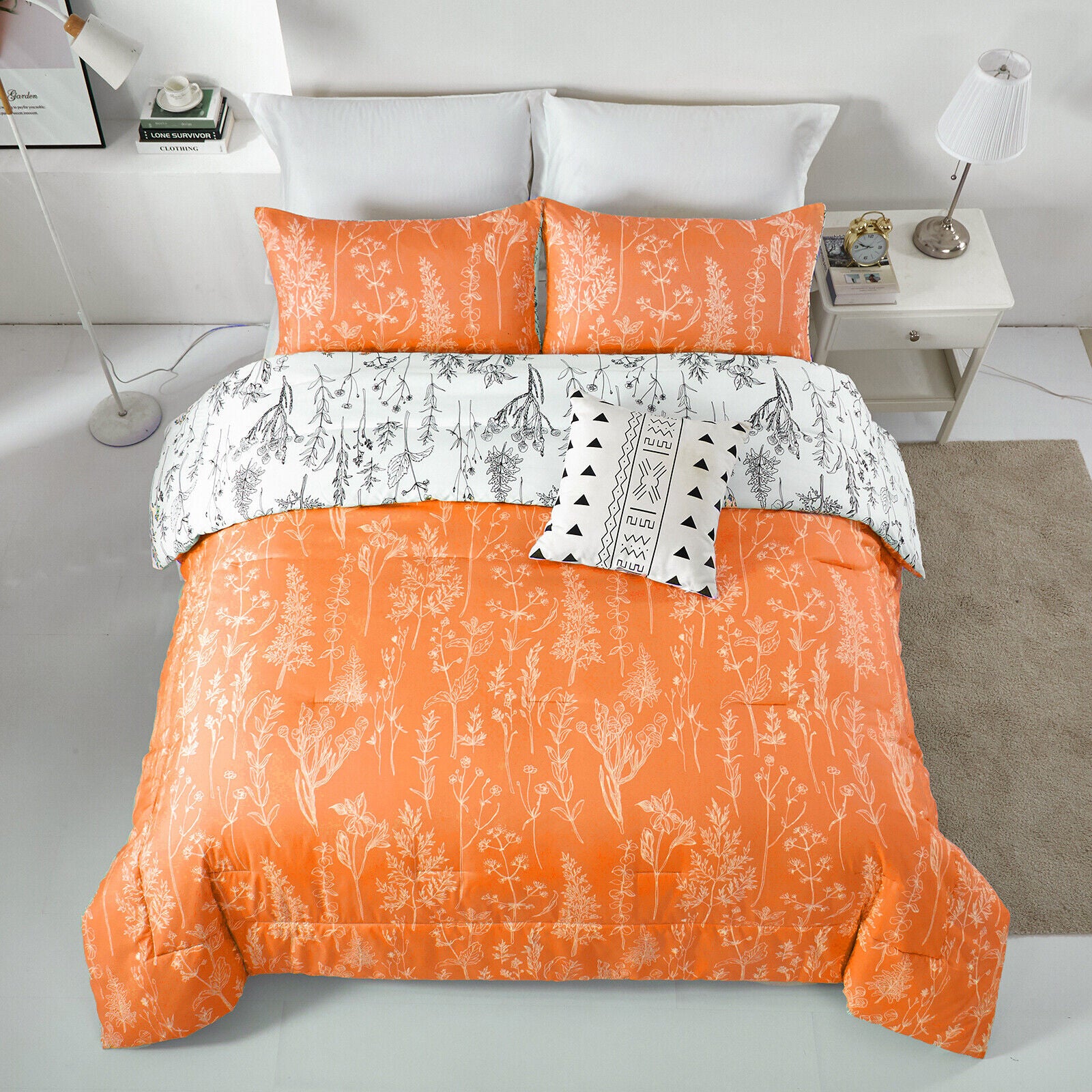 Charming Autumn Warm oranage 3 Pc Comforter & Pillow Cover Set V745-MAB010697AJ3