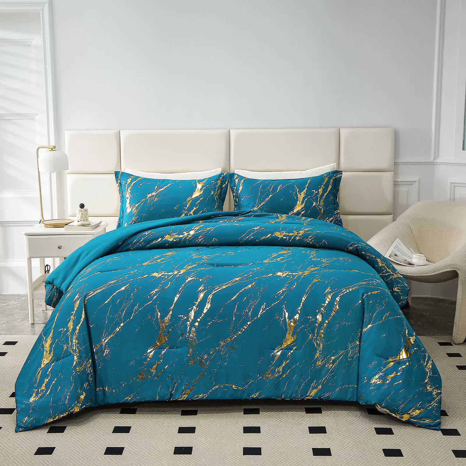 Cozy Cloud 3 Teal -Piece Comforter Bundle - Instagram-Ready Bedroom V745-MAB010753AJ3