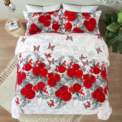Luxurious rose Soft white 3 Pc Comforter & Pillow Cover Set V745-MAB010756AJ3