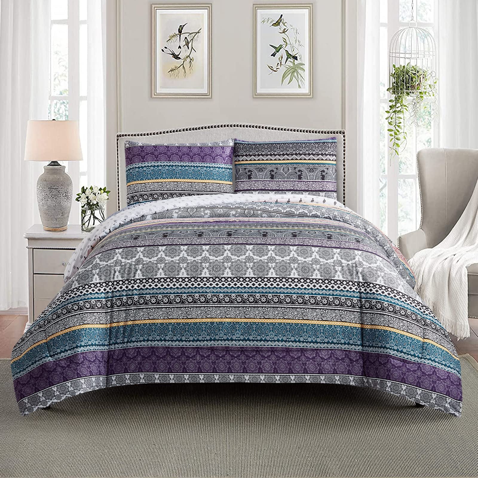 Whimsical Winter Frosty Elegant 3 Pc Comforter & Pillow Cover Set V745-MAB010758AJ3