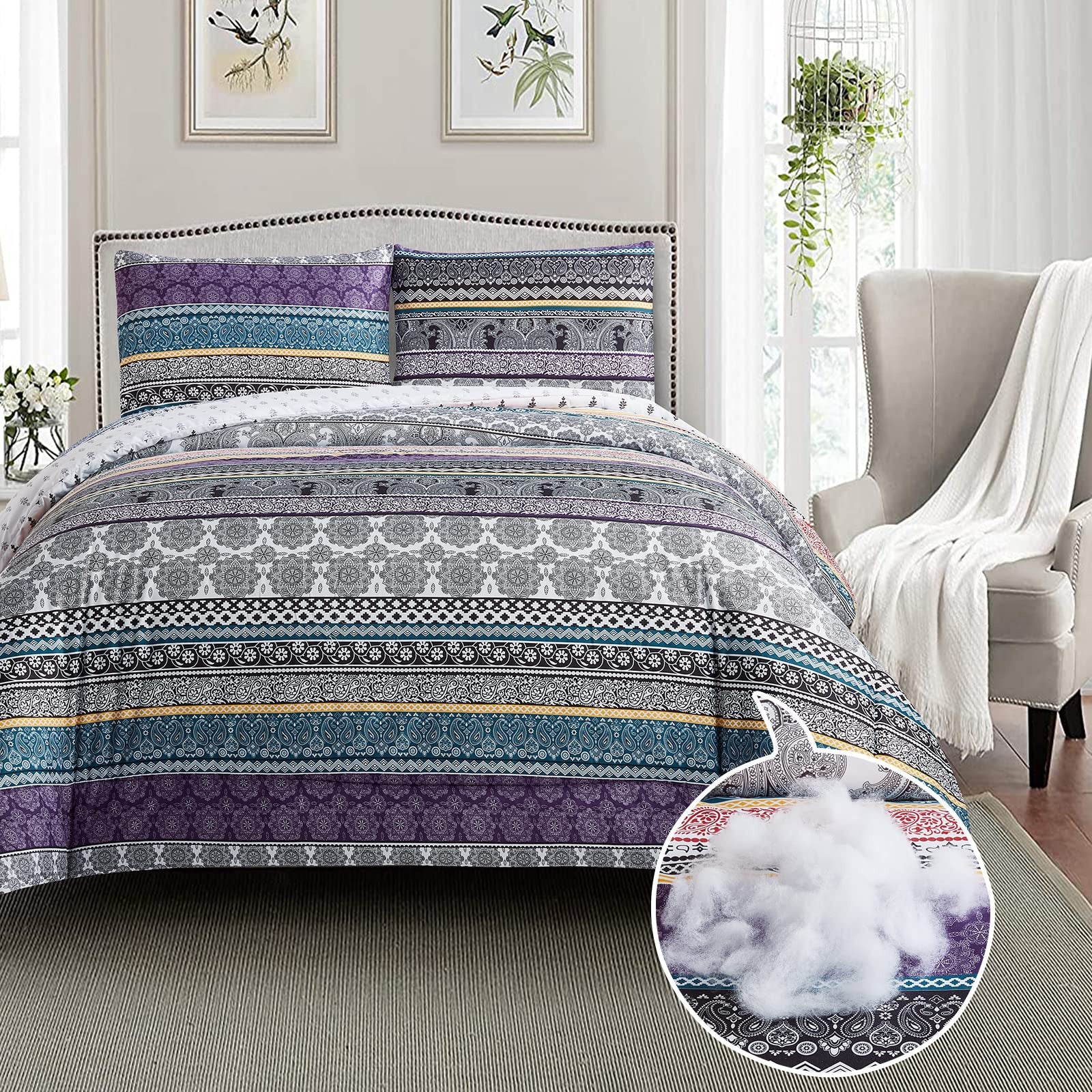 Whimsical Winter Frosty Elegant 3 Pc Comforter & Pillow Cover Set V745-MAB010758AJ3