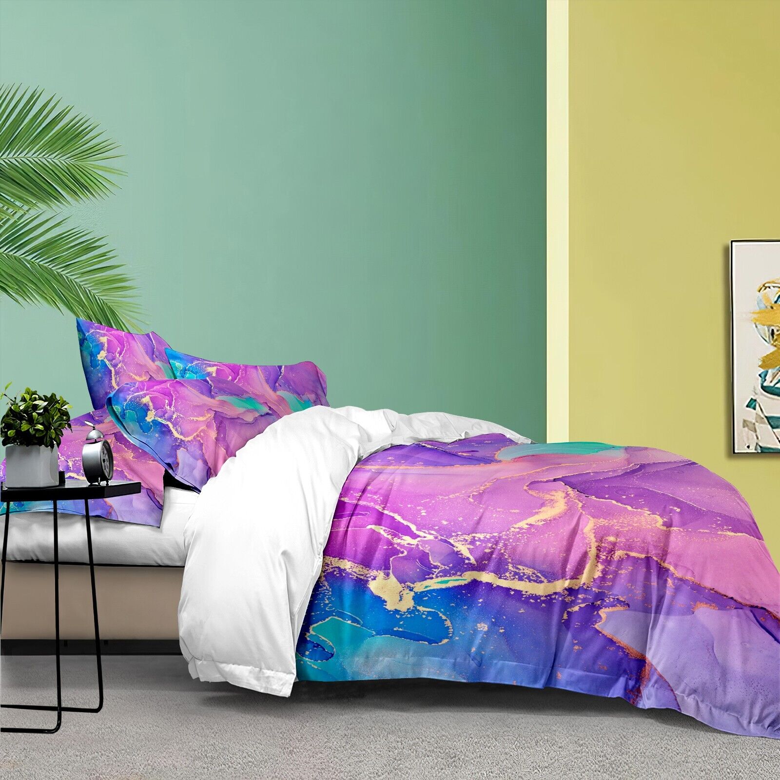 Marble Comforter Set, Queen Size, Warm Quilted Microfiber Bedding V745-MAB010776AG3
