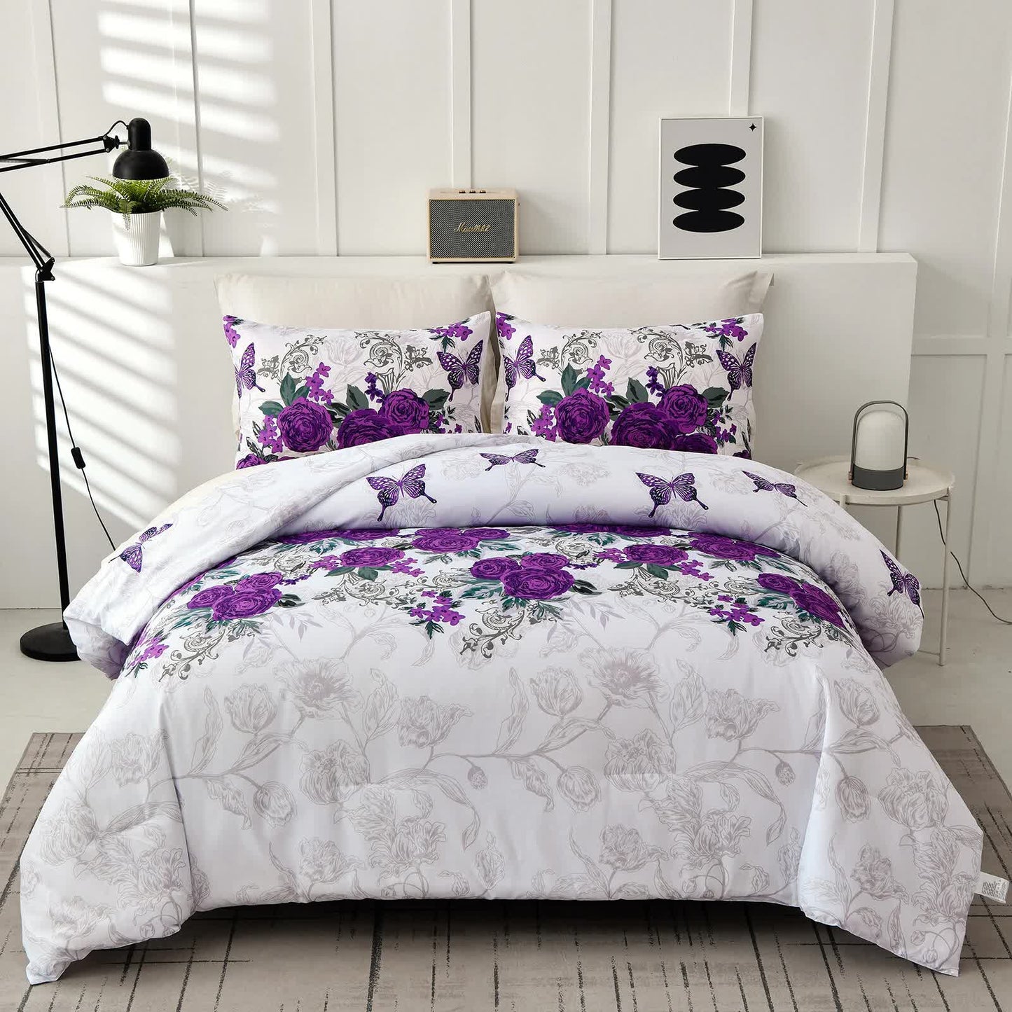 Luxe Loft Purple rose Quilted Comforter & Shams - Trending 3-Piece Set V745-MAB010782AJ3