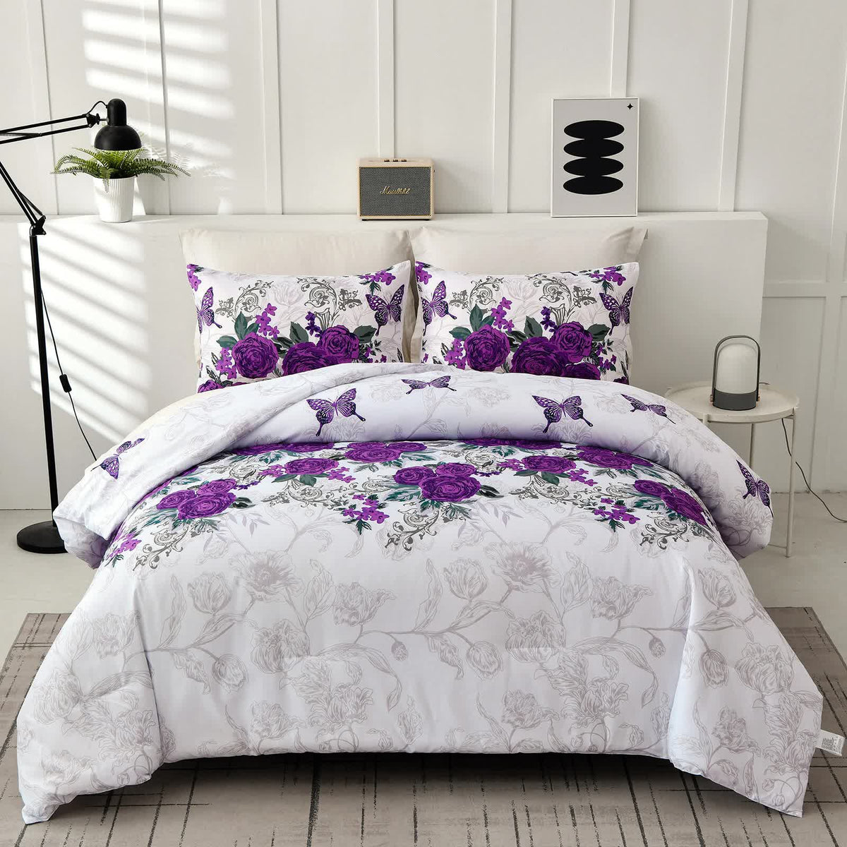 Luxe Loft Purple rose Quilted Comforter & Shams - Trending 3-Piece Set V745-MAB010782AJ3