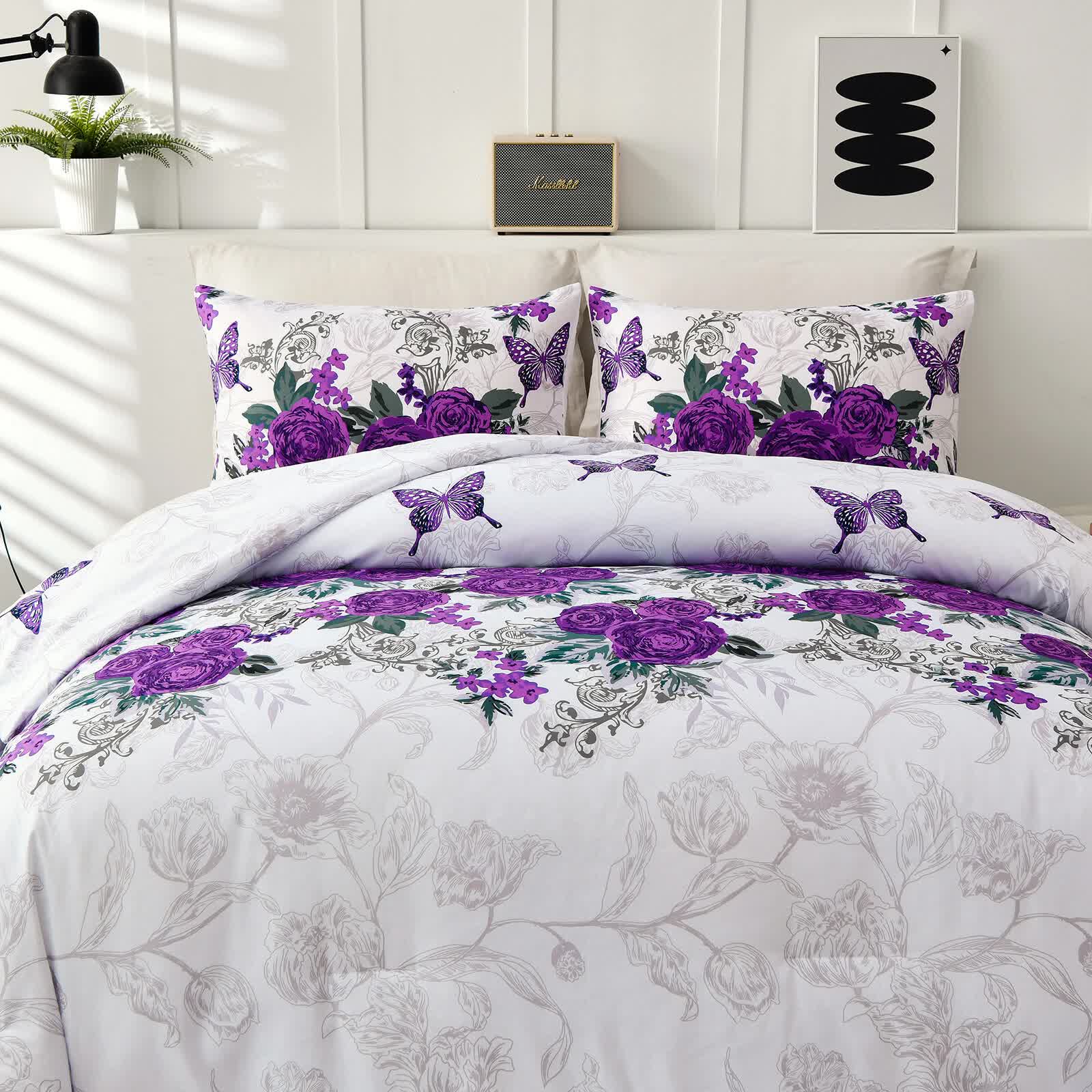 Luxe Loft Purple rose Quilted Comforter & Shams - Trending 3-Piece Set V745-MAB010782AJ3