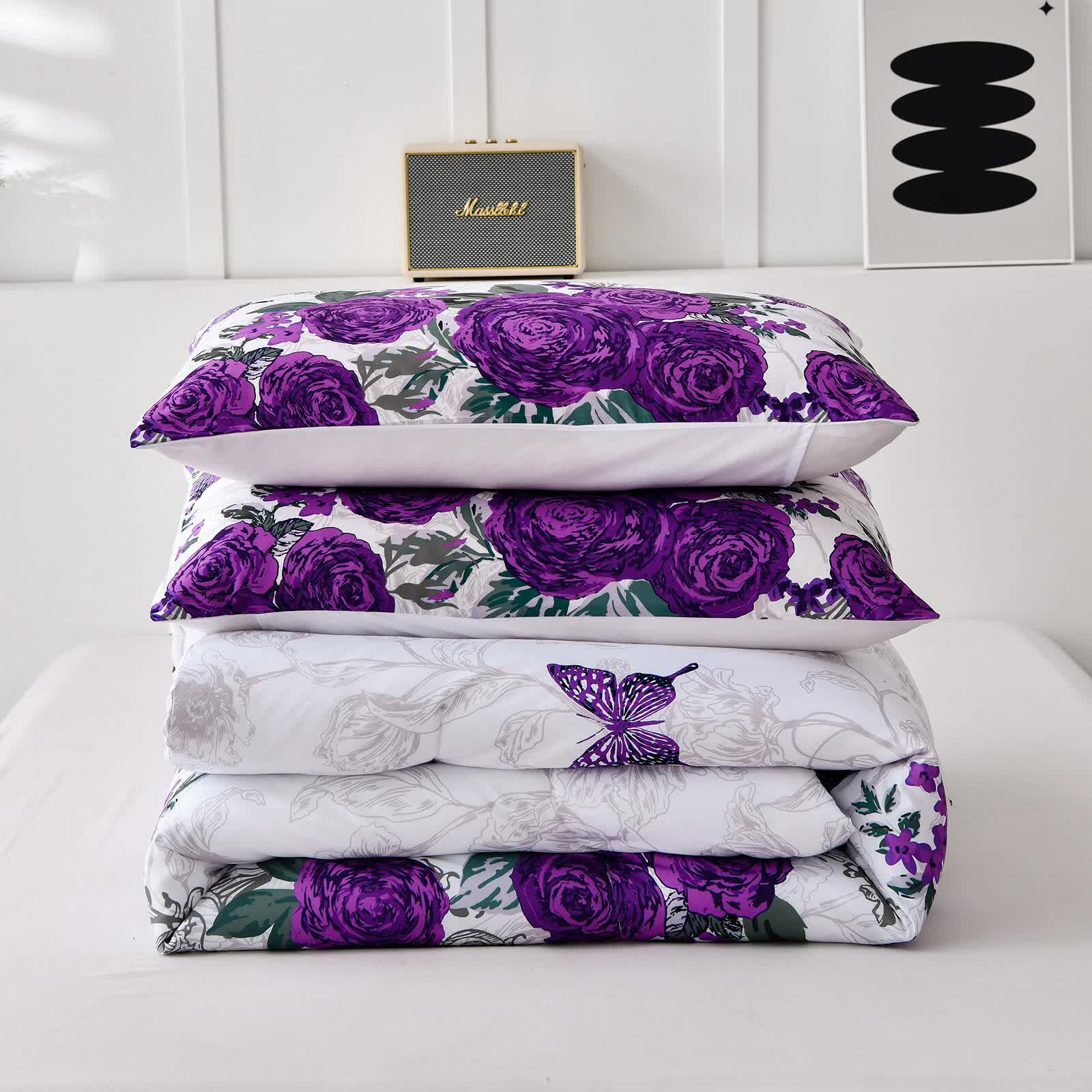 Luxe Loft Purple rose Quilted Comforter & Shams - Trending 3-Piece Set V745-MAB010782AJ3