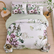 Floral Comforter Set, King Size, Green Floral 3-Piece Bedding, Soft Microfiber for All Seasons V745-MAB010805AJ3