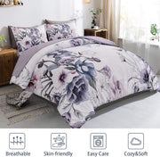 Floral Comforter Set, King Size, Purple Floral 3-Piece Bedding, Soft Microfiber for All Seasons V745-MAB010806AJ3
