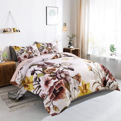 Floral Comforter Set, King Size, Blush Floral 3-Piece Bedding, Soft Microfiber for All Seasons V745-MAB010807AJ3