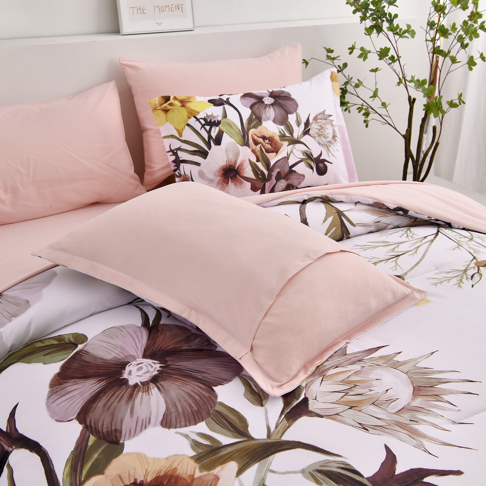 Floral Comforter Set, King Size, Blush Floral 3-Piece Bedding, Soft Microfiber for All Seasons V745-MAB010807AJ3