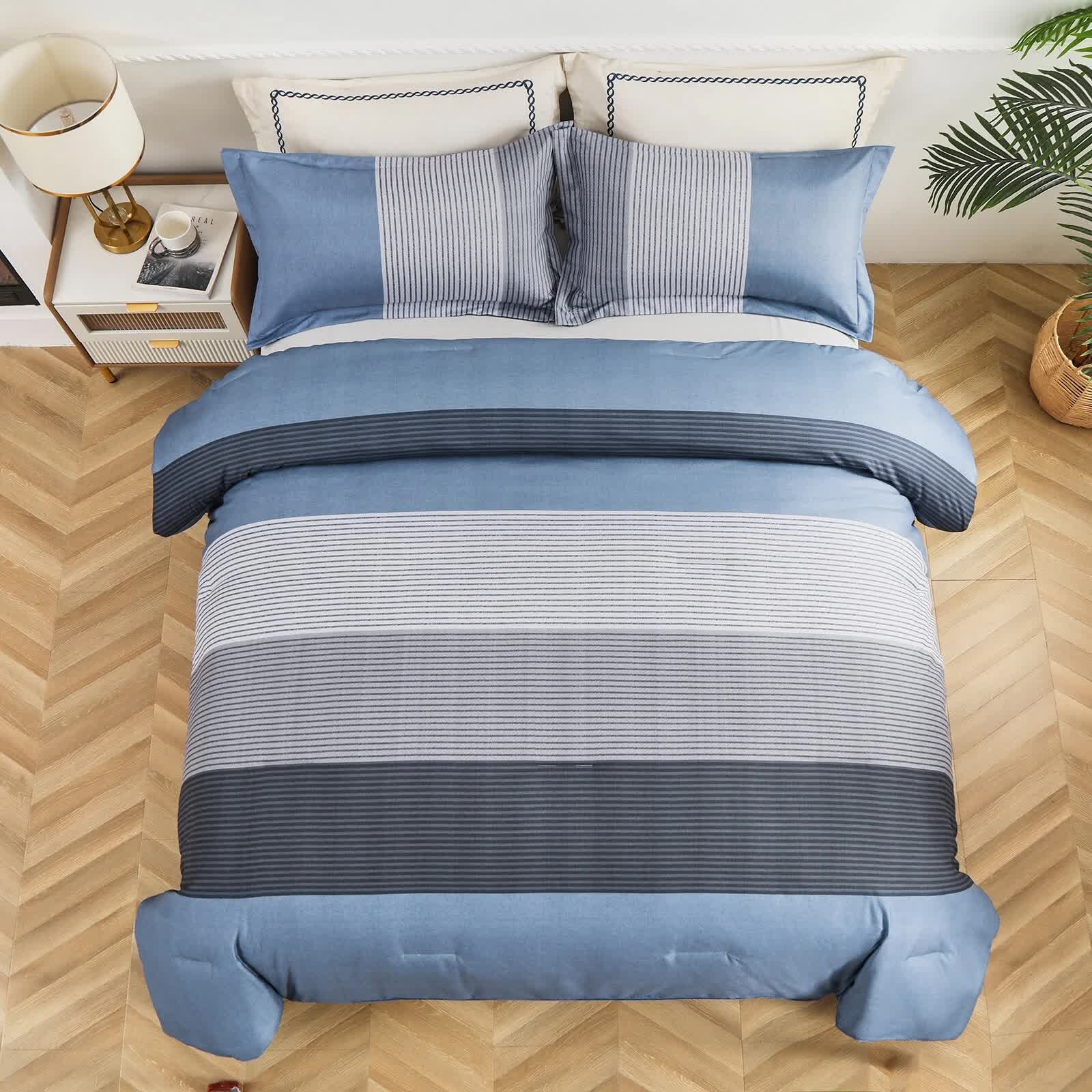 Coastal Drift striped Comforter Bundle - Breezy 3-Piece Bedding V745-MAB010843AJ3