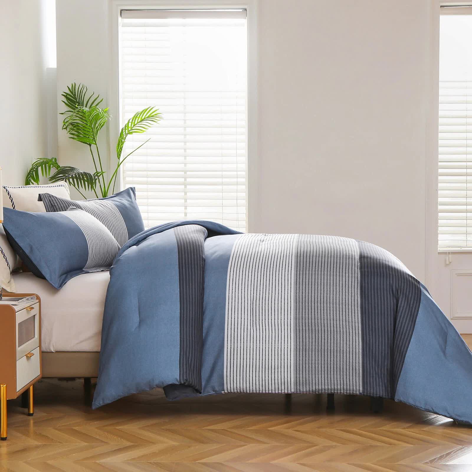 Coastal Drift striped Comforter Bundle - Breezy 3-Piece Bedding V745-MAB010843AJ3