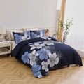 King Comforter Set, Navy Blue Floral 3-Piece Bedding, Soft Microfiber for All Seasons V745-MAB010860AJ3