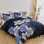 King Comforter Set, Navy Blue Floral 3-Piece Bedding, Soft Microfiber for All Seasons V745-MAB010860AJ3