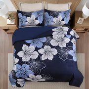 King Comforter Set, Navy Blue Floral 3-Piece Bedding, Soft Microfiber for All Seasons V745-MAB010860AJ3