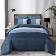 Navy Blue Comforter Set, King Size, Striped 3-Piece Bedding Collection V745-MAB010873AJ3