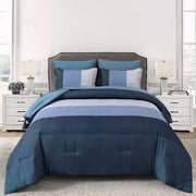 Navy Blue Comforter Set, King Size, Striped 3-Piece Bedding Collection V745-MAB010873AJ3