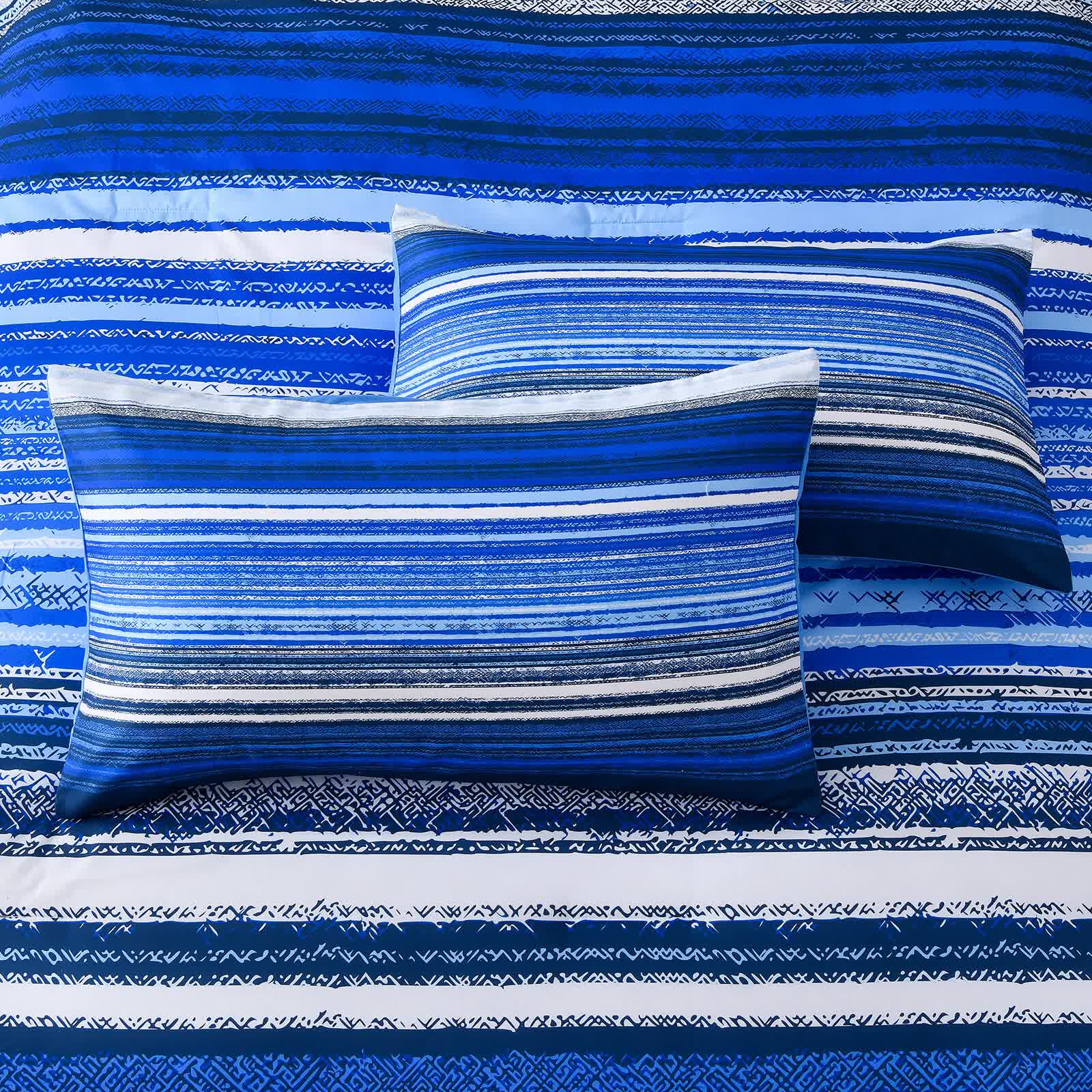Nordic Calm stripes Blue 3-Piece Comforter Set - Scandi Chic Vibes V745-MAB010884AJ3