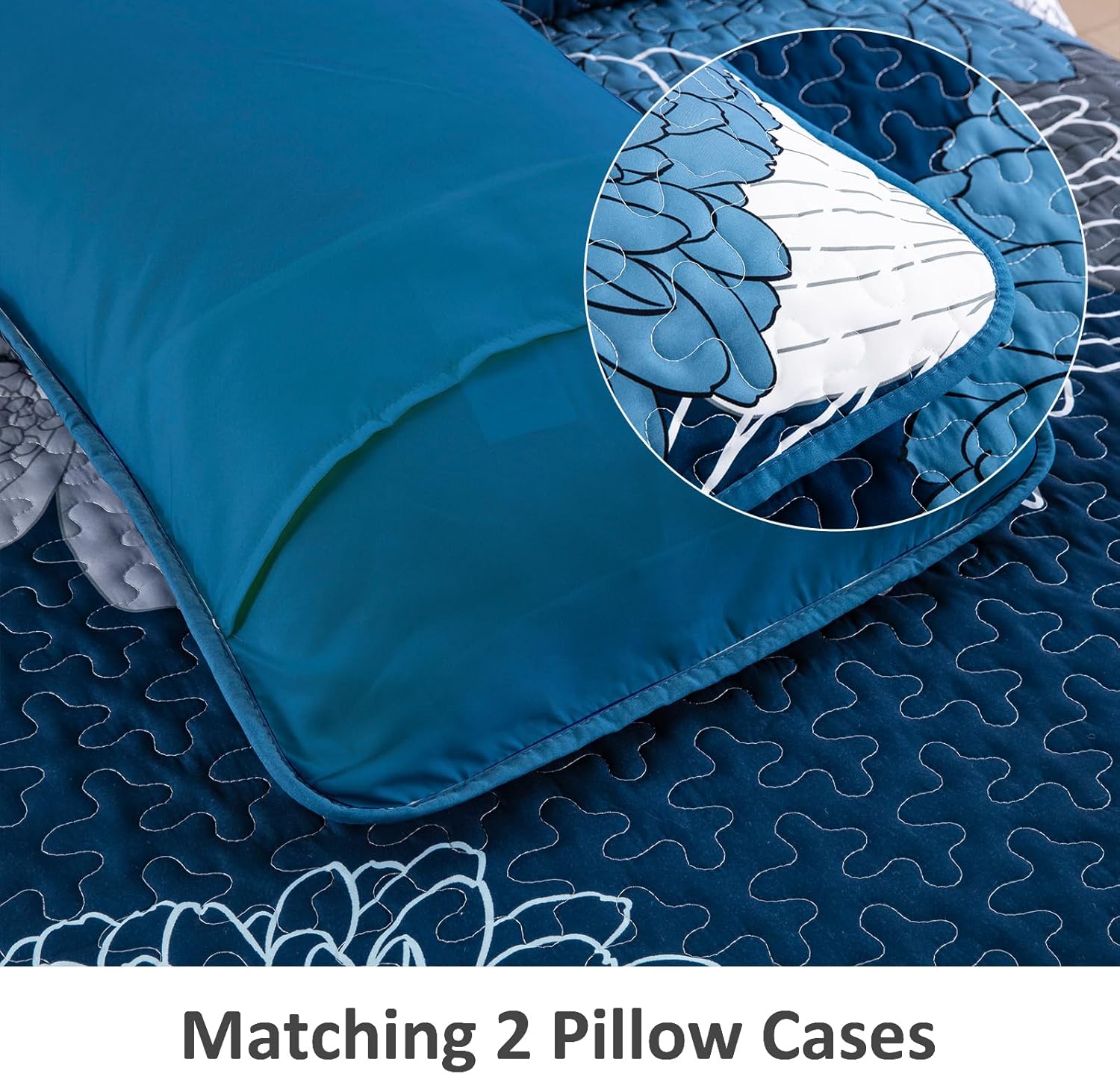 Frosted Magnolia Chic blue 3 Pc Comforter & Pillow Cover Set KING V745-MAB010887AJ3