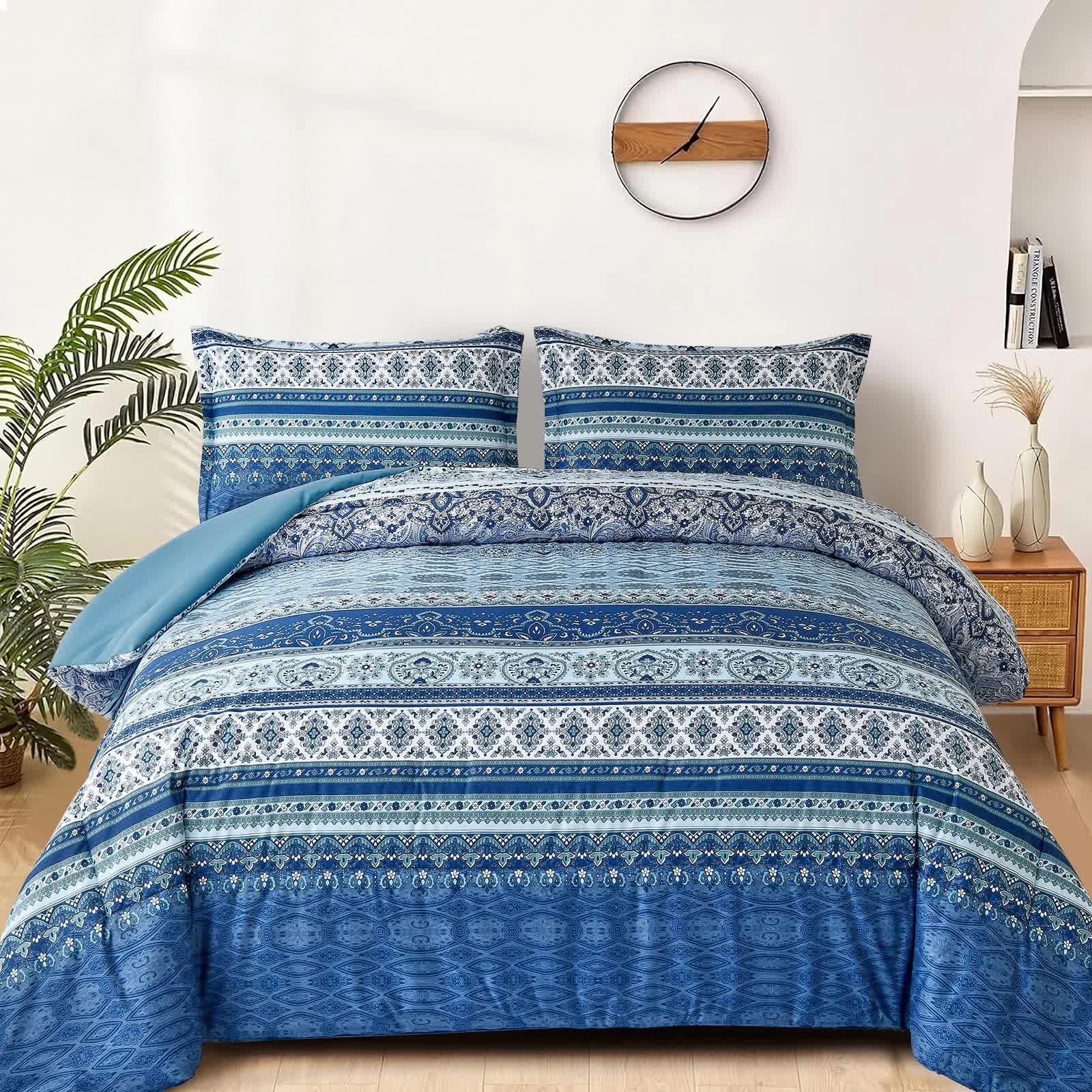 Boho Vibes blue Bedding Set - 3-Piece Comforter & Pillow Covers V745-MAB010907AJ3