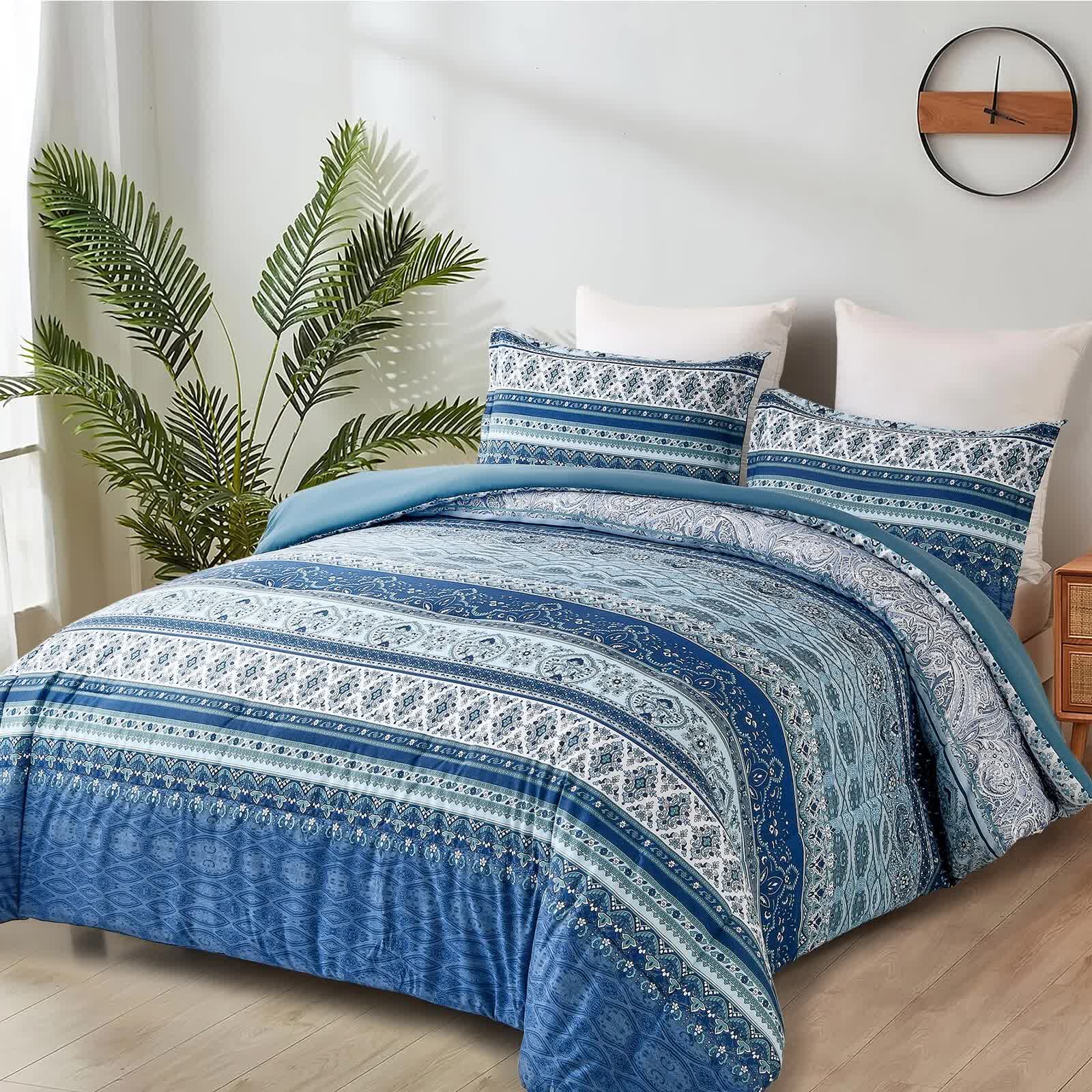 Boho Vibes blue Bedding Set - 3-Piece Comforter & Pillow Covers V745-MAB010907AJ3