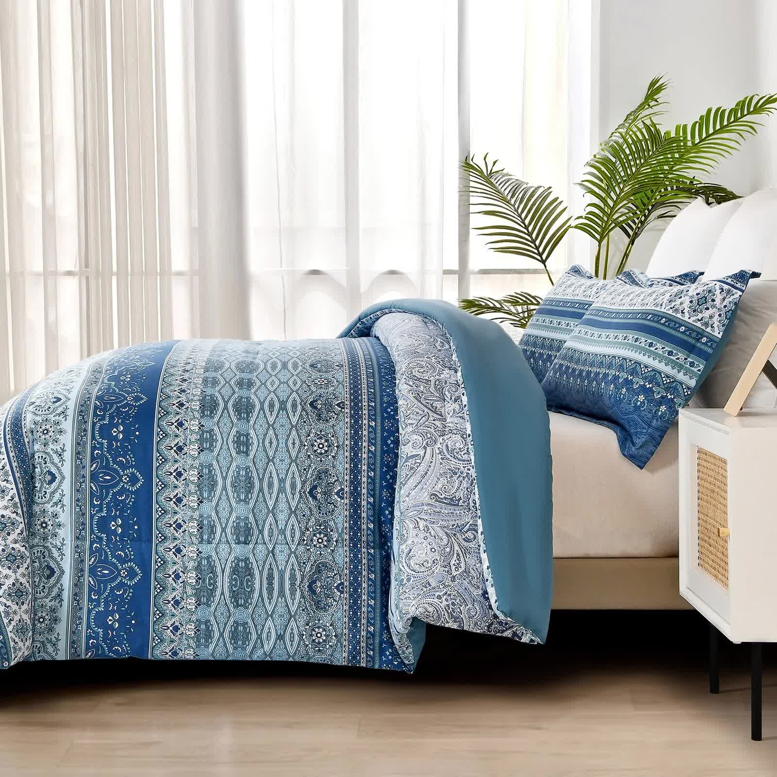 Boho Vibes blue Bedding Set - 3-Piece Comforter & Pillow Covers V745-MAB010907AJ3