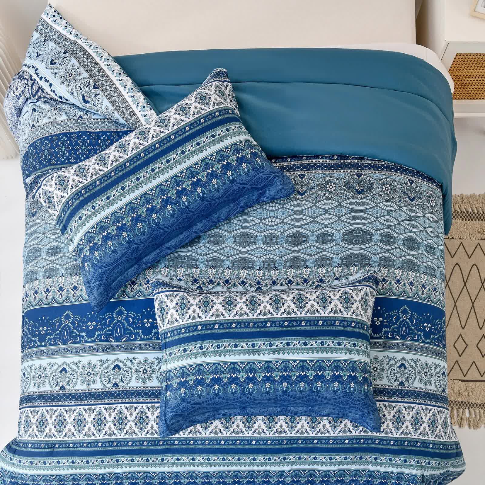 Boho Vibes blue Bedding Set - 3-Piece Comforter & Pillow Covers V745-MAB010907AJ3