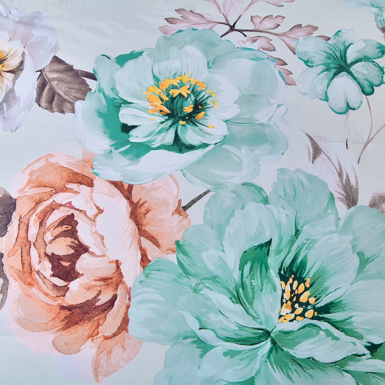 Warm Floral Comforter Set, King Size, Cozy Quilted Bedding with Pillowcases V745-MAB010934AJ3